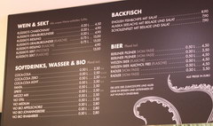 Prices in Berlin in Germany for food, beer and wine at a bar